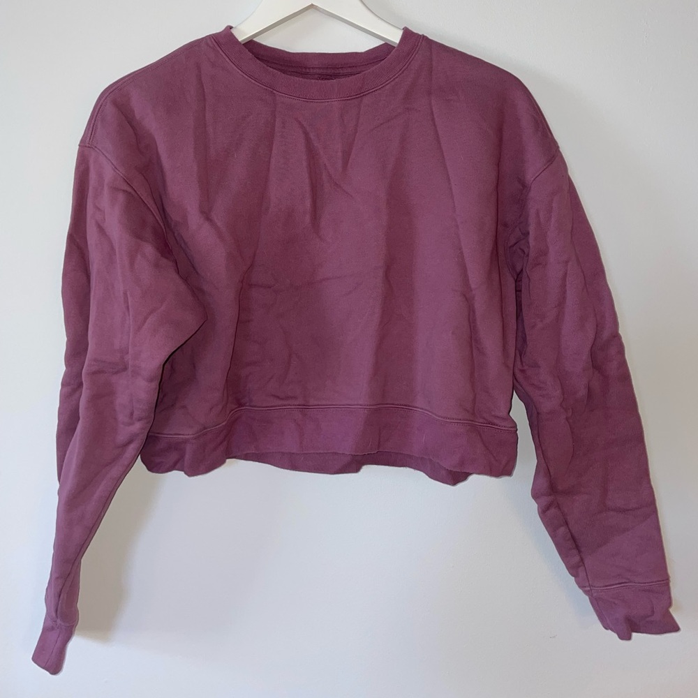 Girlfriend Collective Cropped Mauve Sweatshirt
